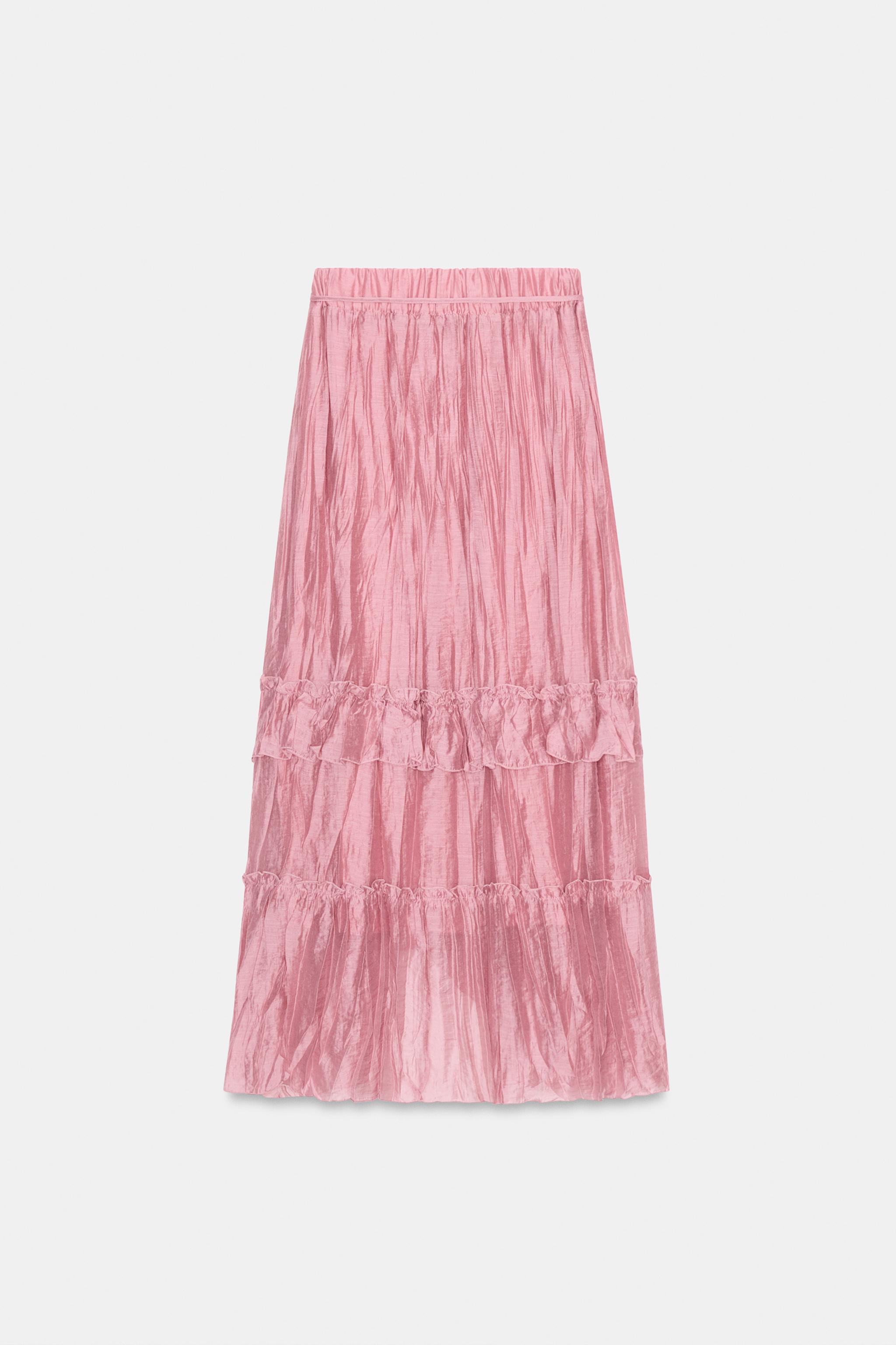 RUFFLED MIDI SKIRT